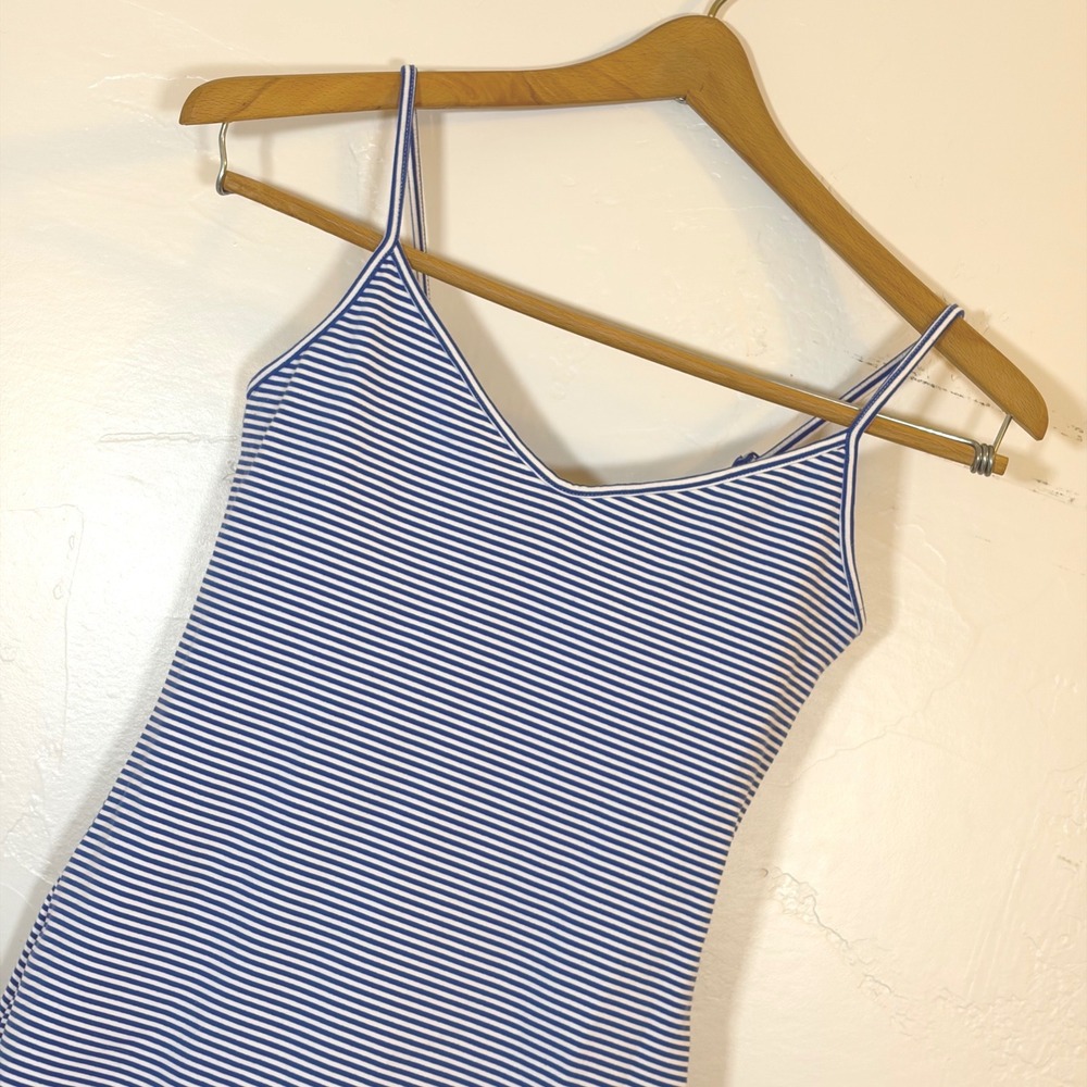 J.Crew Striped Workout Unitard‎ Bodysuit Jumper Blue White G2798 Women Small
